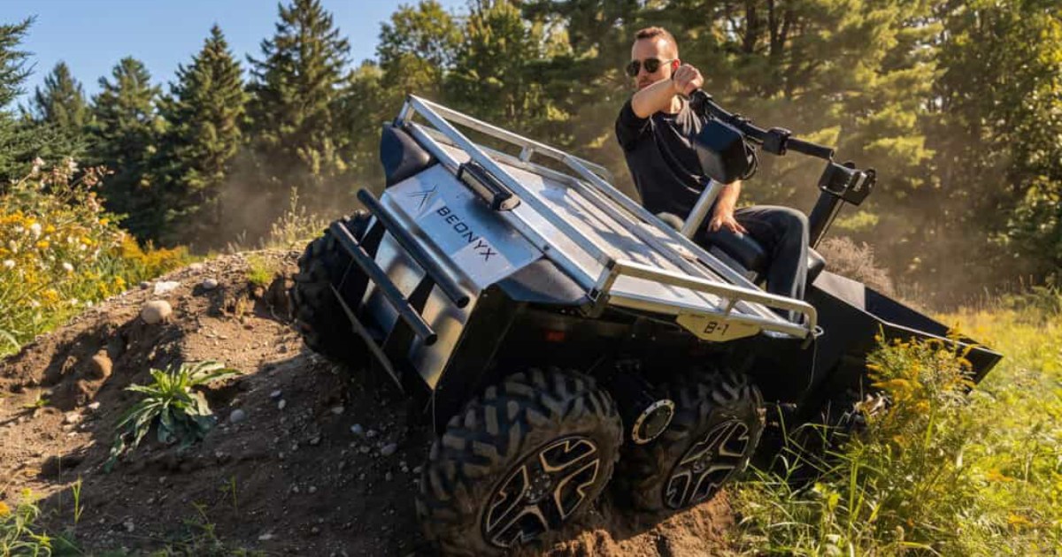 A driver taking the Beonyx B1 over rough ground